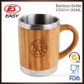 ED5014 Custom personalized laser engraved logo bamboo cover stainless steel cup with handle
